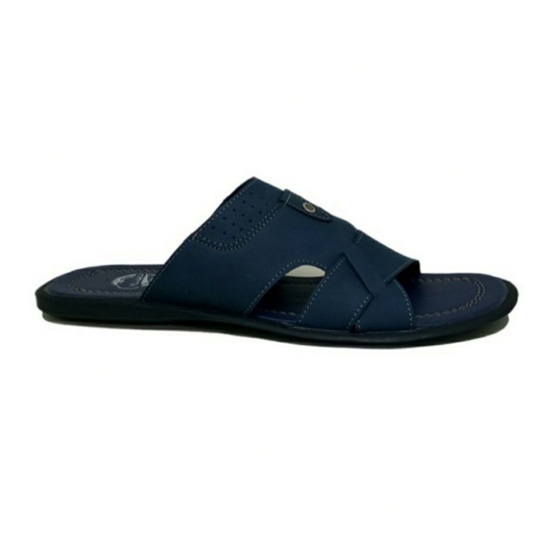 Sandal Slide Pria BIG Size 44-48 / SLOP Cowok LUAR Negri / Sendal Kulit JUMBO BESAR Navy, 48