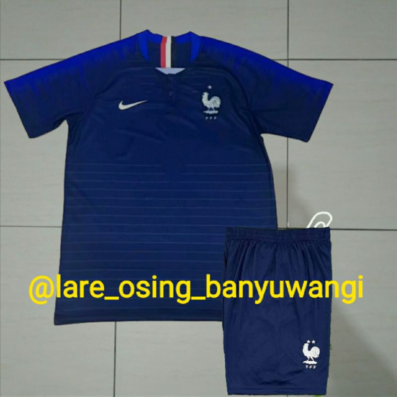 SETELAN DEWASA TIMNAS PRANCIS PIALA DUNIA 2018 HOME BIRU JERSEY CELANA FRANCE LOKAL