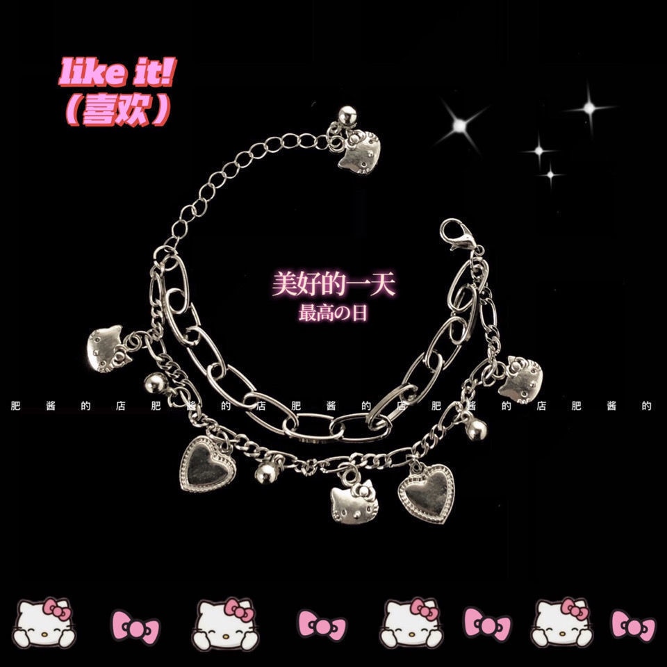 Jepang kucing in pop gelang gadis cantik gadis lolita lembut gadis double-layer gelang pacar hadiah