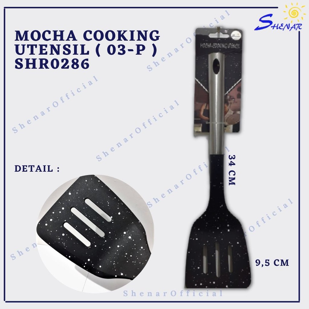 SHENAR SPATULA SUTIL KITCHEN UTENSIL SET GAGANG STAINLESS POLYPROPYLENE / MOCHA COOKING UTENSIL