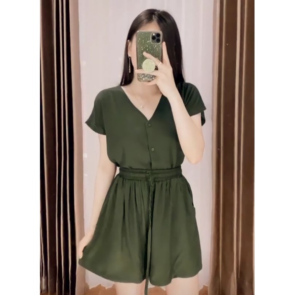 PIYAMA | SETELAN WANITA  | BABYDOLL | BAJU TIDUR WANITA | PIYAMA WANITA | PIYAMA PENDEK-Army