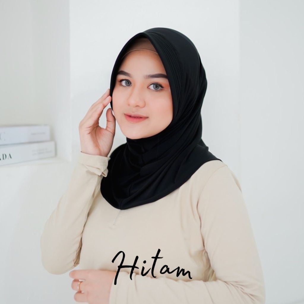 HIJAB SPORT JERSEY / JILBAB INSTAN BERGO SPORT / KERUDUNG OLAH RAGA / VARIAN WARNA / TERMURAH-Sport Hitam
