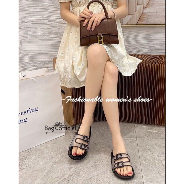 3.3 SALE SANDAL JELLY WANITA IMPORT WILLONA BALANCE TERBARU GESPER SENDAL KARET N202-HITAM