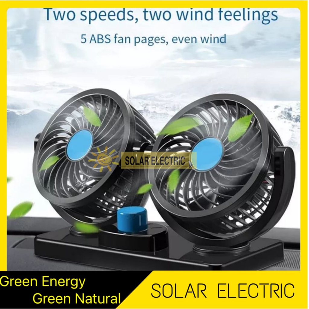 Kipas Angin Mobil / Truk Double Headed Car Fan Dobel 12V / 24V Kualitas Bagus