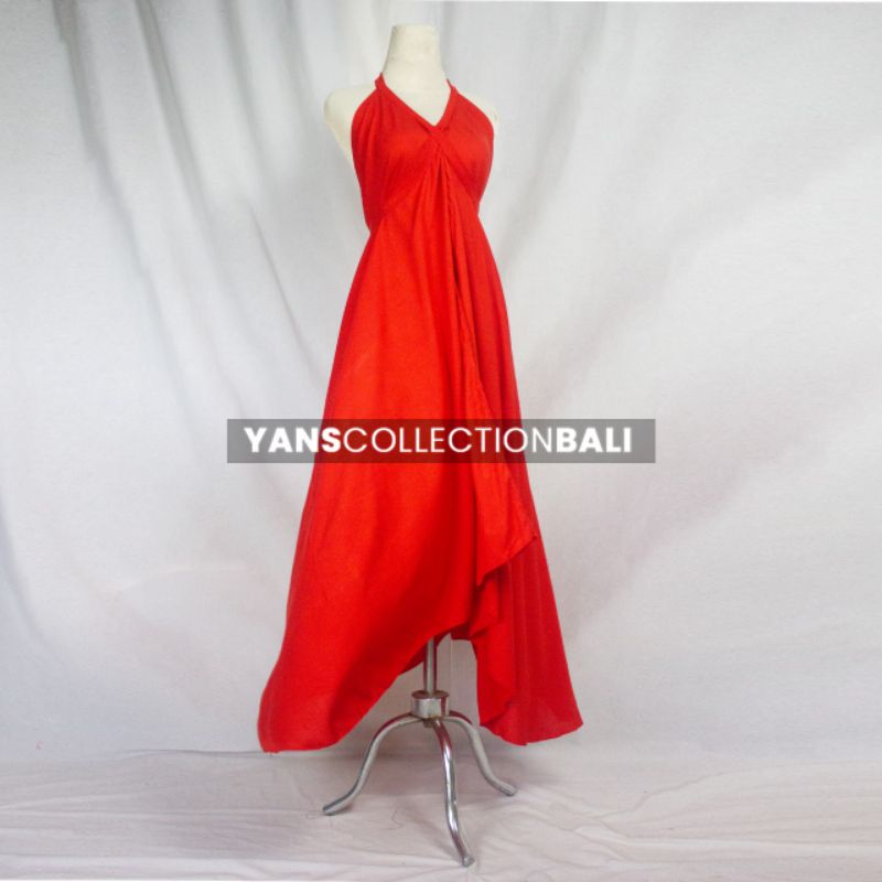 Maxi Dress Piramid BALI-Merah polos