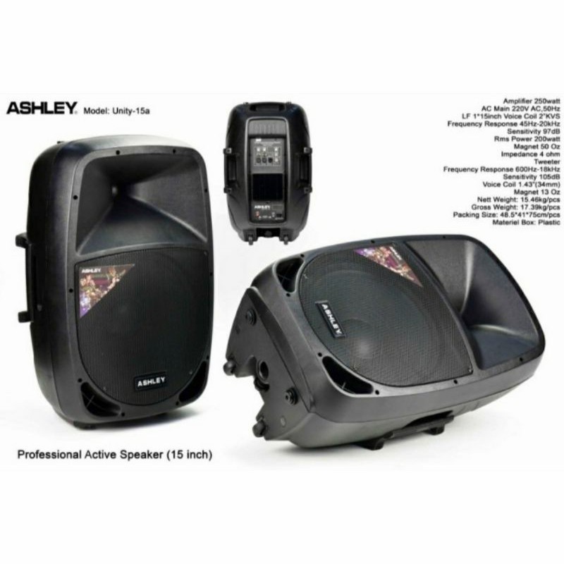 Speaker Aktif Monitor Ashley Unity15a UNITY 15a 15 Inch Power 200 WATT ORIGINAL