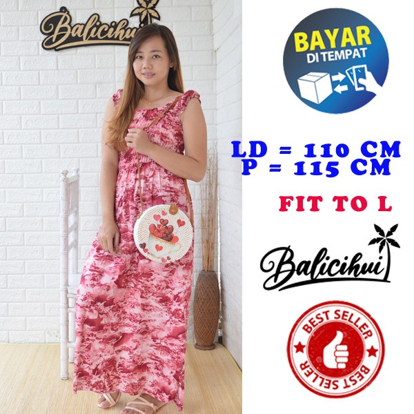 Balicihui Dress Kerut Panjang Dress kasual Dress panjang Wanita