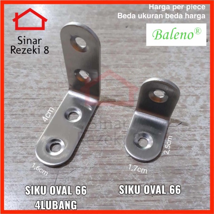 PROMO BISA COD RAK Siku L Oval 66 40 x 40 Stainless Hitam Rak Penyangga Kayu Plat Ambalan - SILVER D