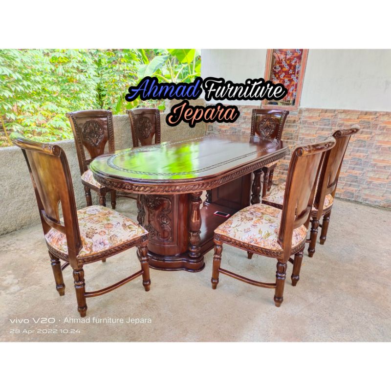 KURSI MAKAN SHLINA JATI KAIN JOK MOTIF