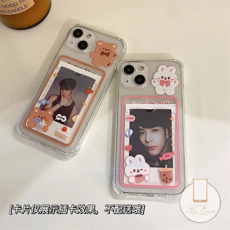 Case Tas Kartu Kartun Beruang Sweet Bunny Redmi10 10C A1 10A 9 9A 9T 9C 12 12x11lite M3 X3 NFC Pro Redmi Note 11 Pro+10s 9 Pro 10 Pro Max Plus Slot Dompet Shockproof Soft Cover