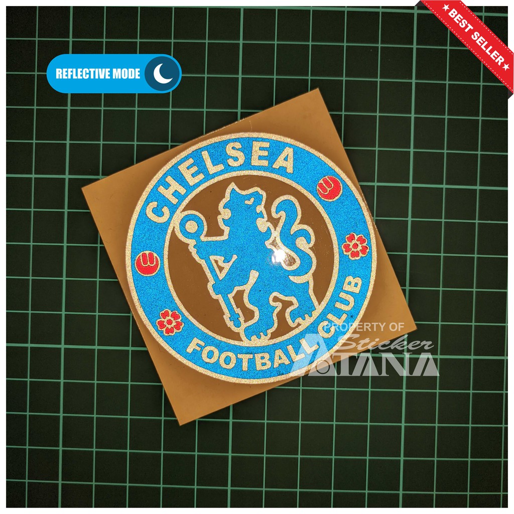 Stiker Bola Chelsea Sticker Cutting Decal Aksesoris Emblem Motor Helm Mobil Laptop Dinding Spakbor