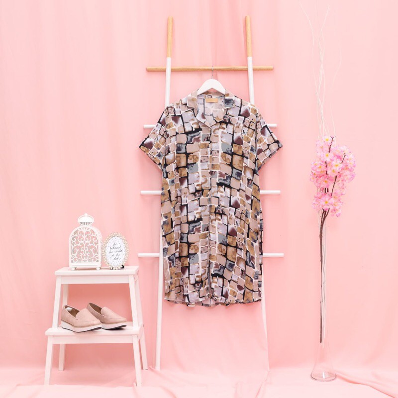 Daster Kerah full kancing motif coklat by Vahayya