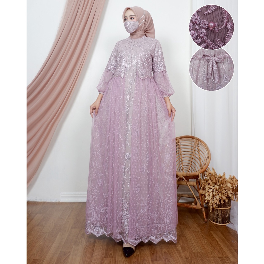 Permata olshop / Kebaya Gamis Rompi  Tutu Vanesha DJ / Baju Gamis Wanita Modern / Dress Kondangan Modern / Gamis Kebaya Busui