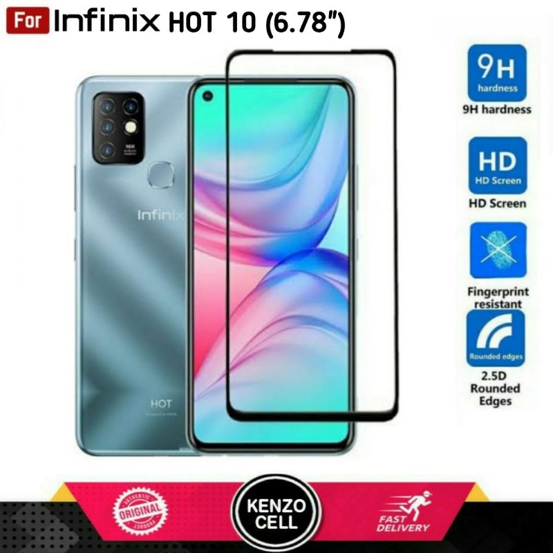Infinix Hot 10 Tempered Glass - Gorila Glass. Anti Gores Kaca. Tg Hot 10 New Full Layar Lem Presisi