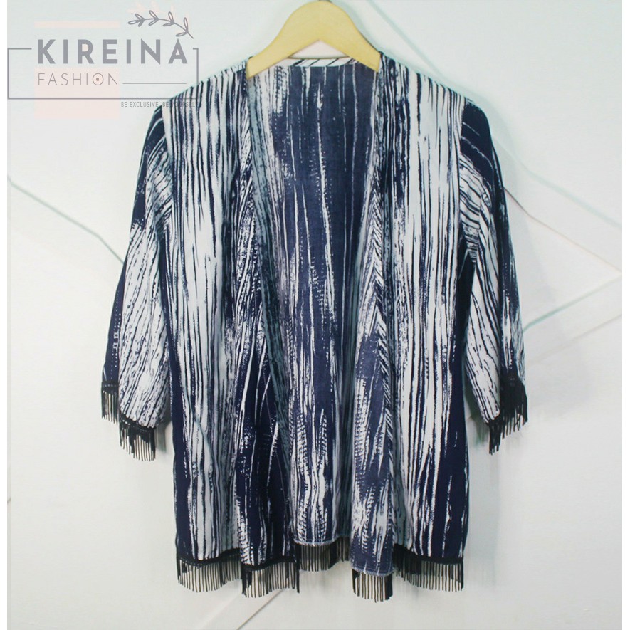 Kardigan Outwear Wanita Motif Cetak Bahan Rayon | Kireina Fashion