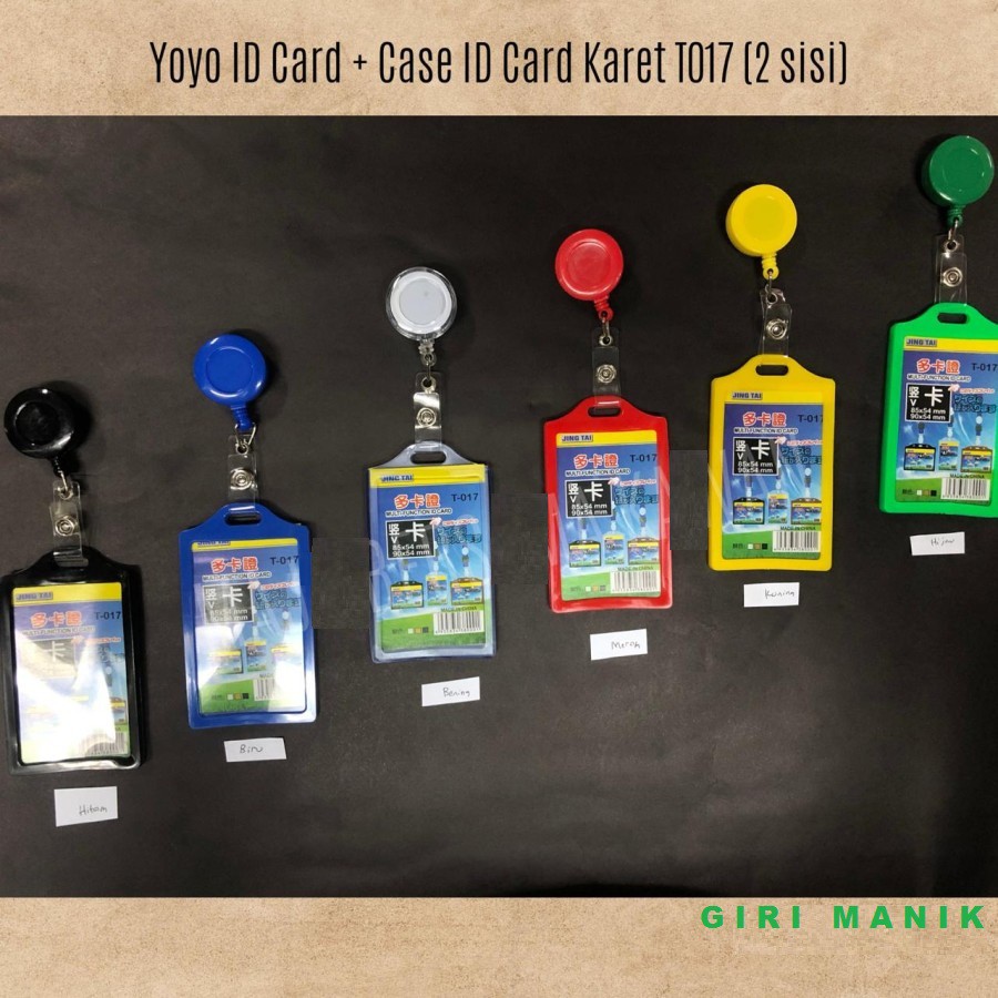 

Set Yoyo ID Card Plastik + Case ID Card Holder Karet T017 (2 Sisi) - Biru