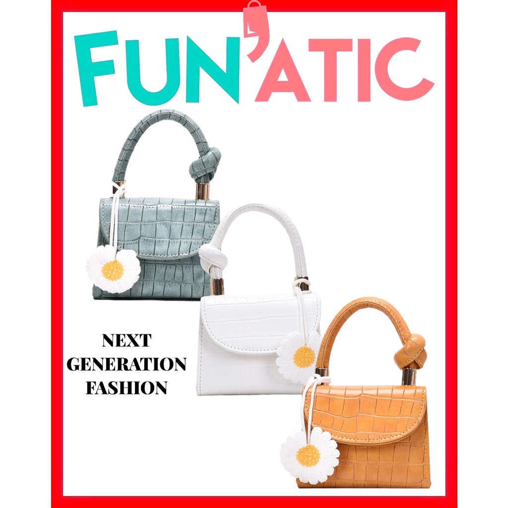 Funatic Tas Selempang Mini Wanita Import Fashion Korea Croco Uk12.5x5.5x11cm FA983