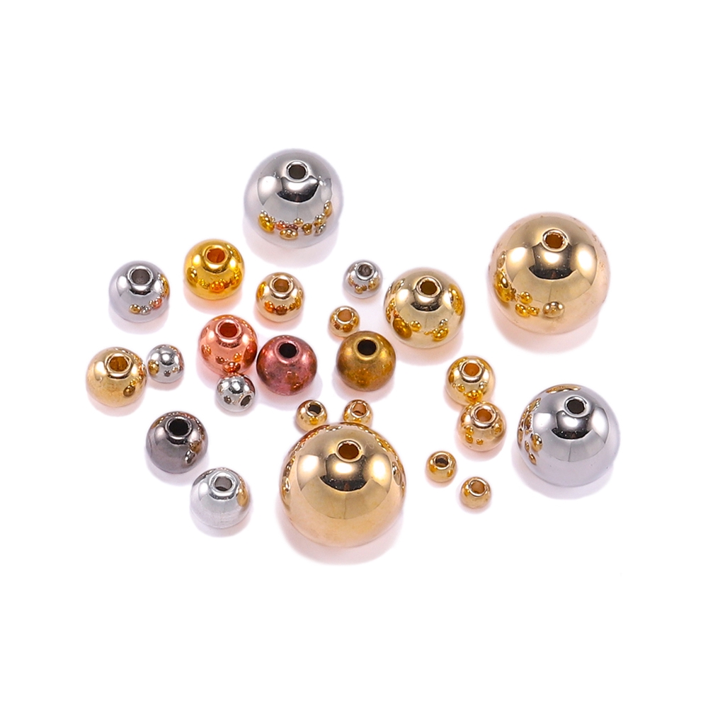 100pcs / Lot Manik-Manik Spacer Ccb Bulat 3 / 4 / 5 / 6 / 8mm Warna Gold / Silver Dengan Lubang Untuk Membuat Perhiasan Diy