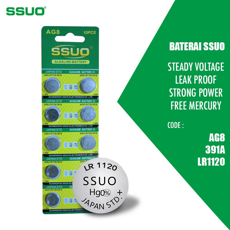 Baterai Jam SSUO AG8 391A SR1130 SW Jam Tangan SKMEI Digital Baterai Alkaline Japan WATCHKITE WKOS