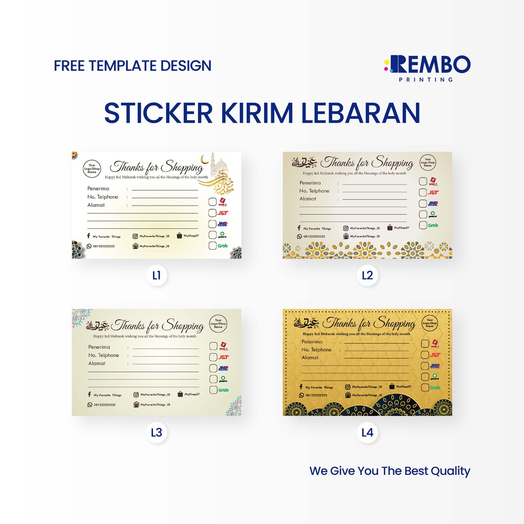 Sticker Kirim Online Shop EDISI LEBARAN *Free Design Template* Stiker Alamat Pengiriman