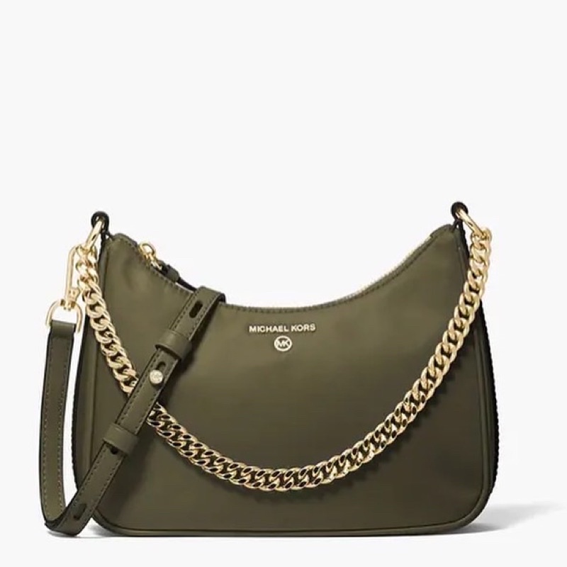 MICHAEL KORS Jet Set Medium Nylon Gabardine Crossbody Bag Olive
