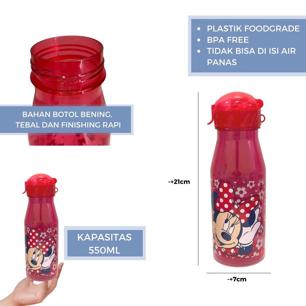 Botol Minum / Tempat Minum / Botol Air Minum Karakter Straplock 550ml BPA FOODGRADE