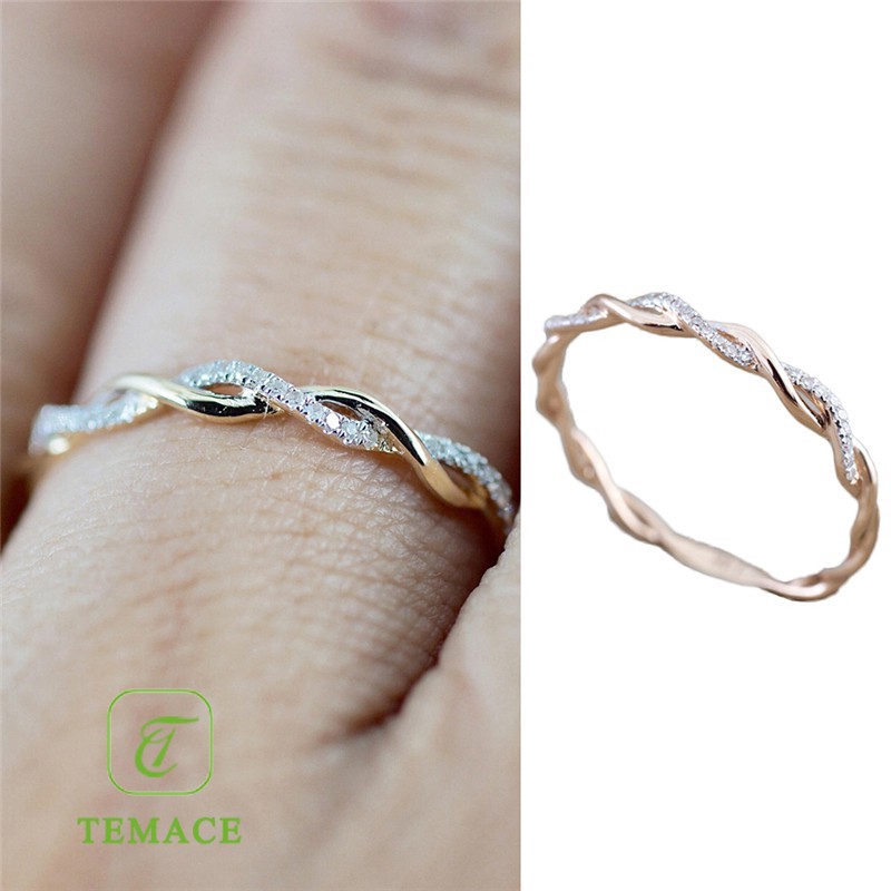 Cincin Wanita Bahan S925 Silver Gold Sparkling Titanium Steel Untuk Pernikahan