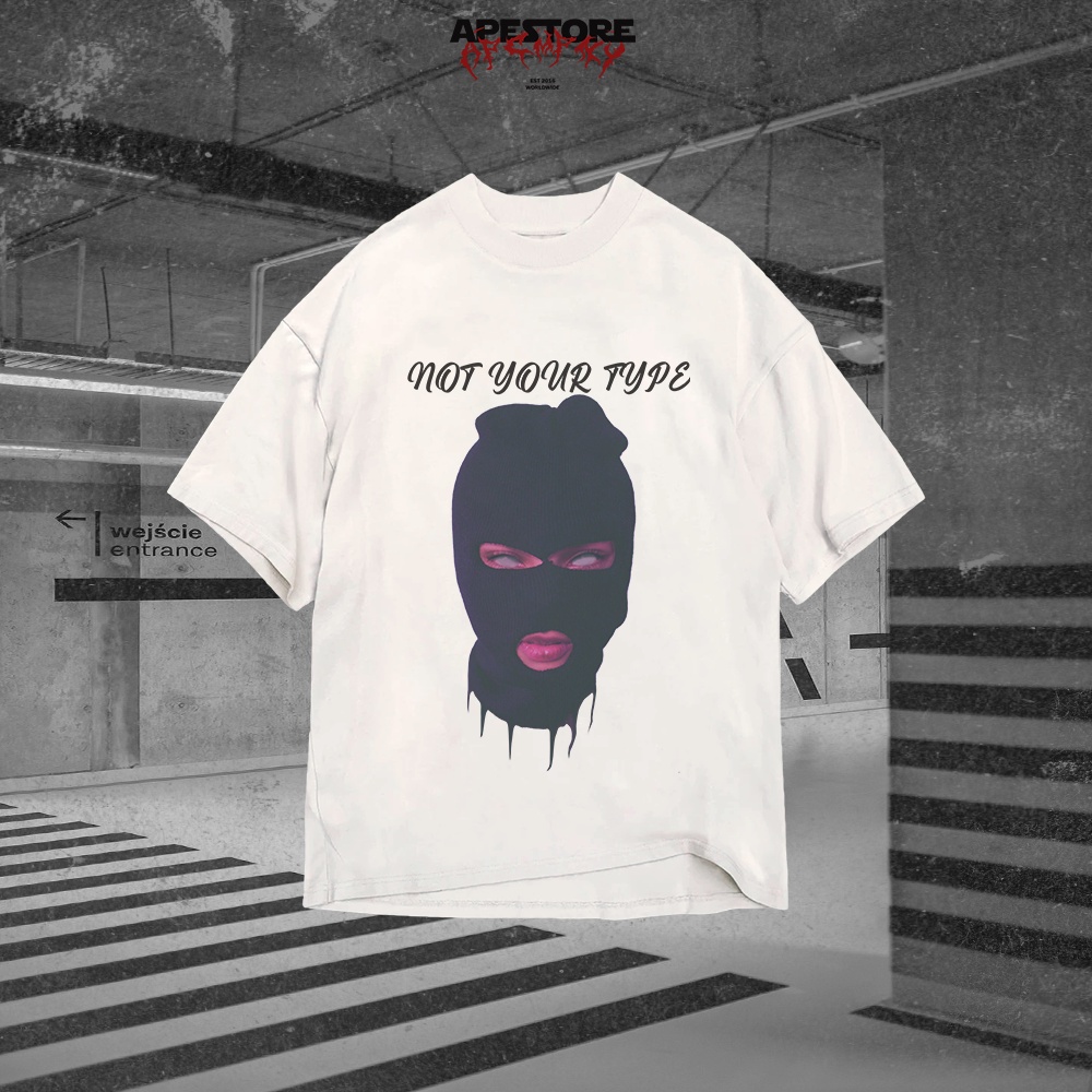 KAOS OVERSIZE PUTIH ROBBERY NOT YOUR TYPE 24S ORIGINAL APECOMANY X APESTORE TSHIRT OVERSIZE