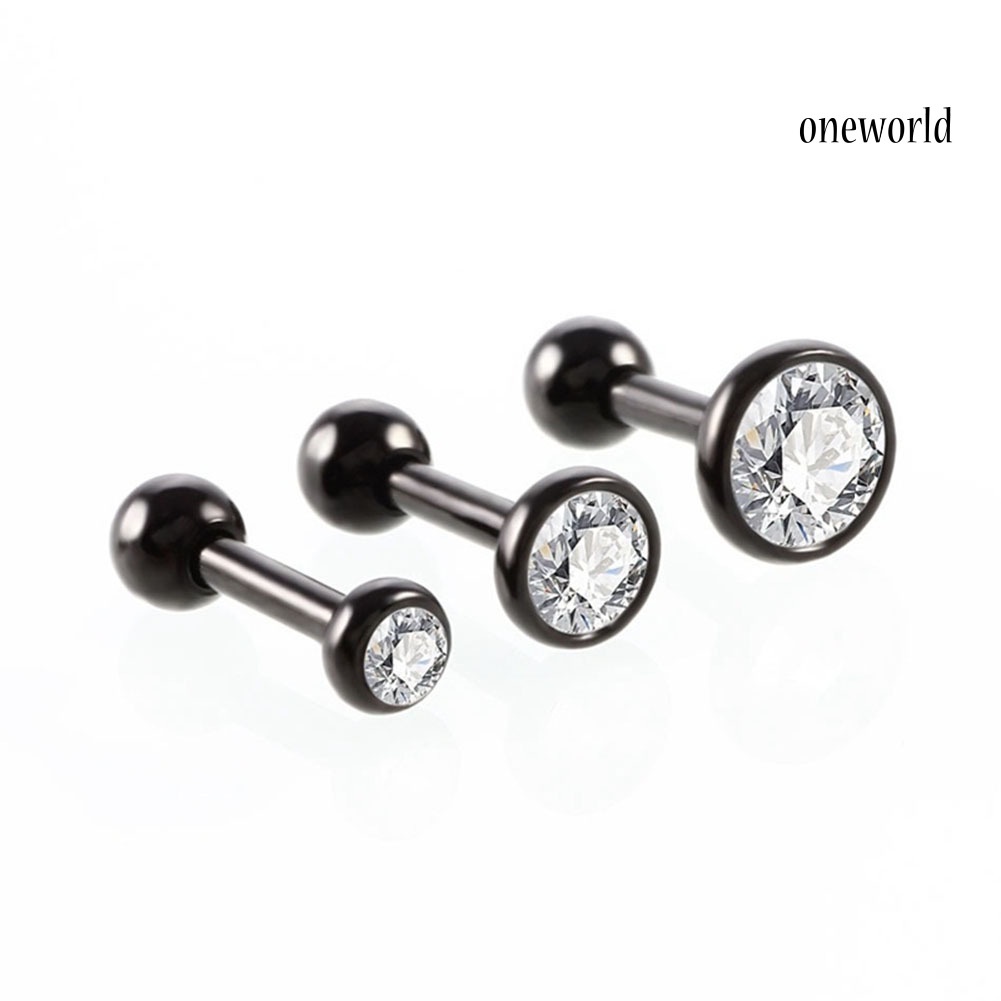 OW@ 3 Pcs Shiny Rhinestone Stud Earrings Women Charm Jewelry Gift Fashion Luxury