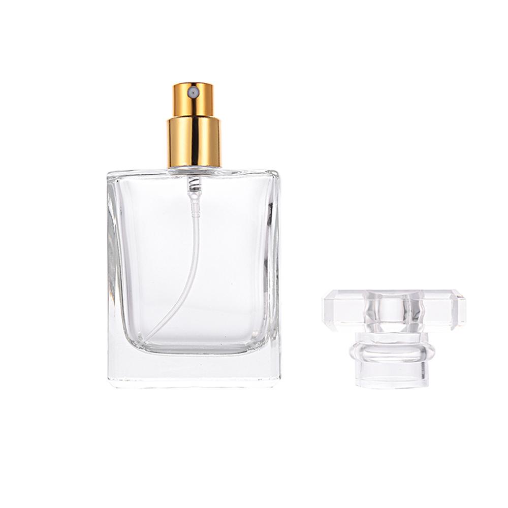 1 Pc Botol Parfum Isi Ulang Model Semprot Bahan Kaca Kristal Transparan Bentuk Kotak 30ml 50ml Untuk Travel