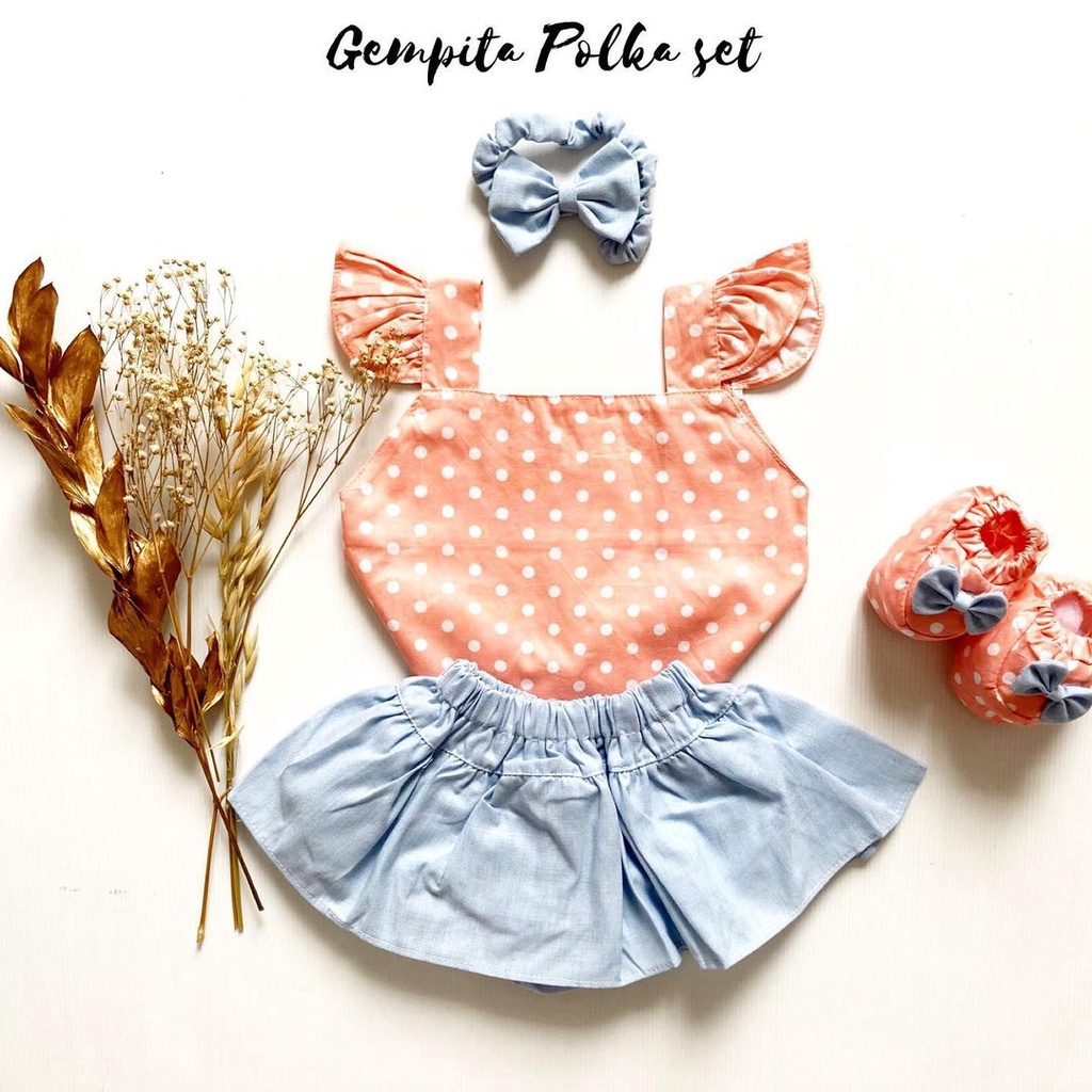 HAMPERS LAHIRAN GEMPITA / AUDREY / EUN JI gift set lahiran bayi kado baju bayi anak perempuan cewek terlaris lucu-peach POLKA
