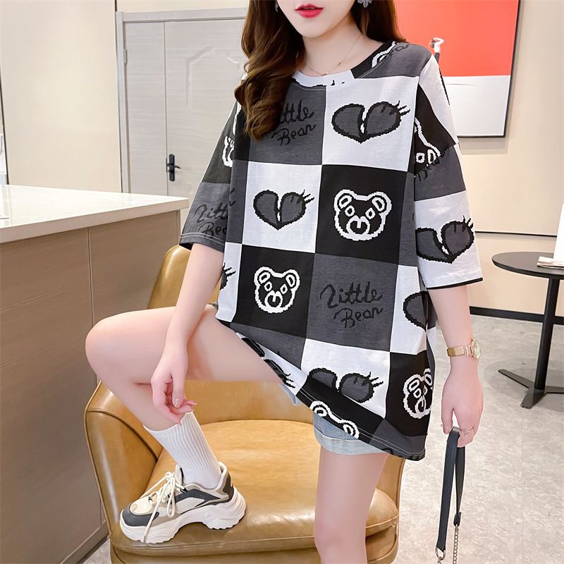 THISTLE - Oversize Tee Tshirt Wanita Model Longgar Motif Bear Love Kotak