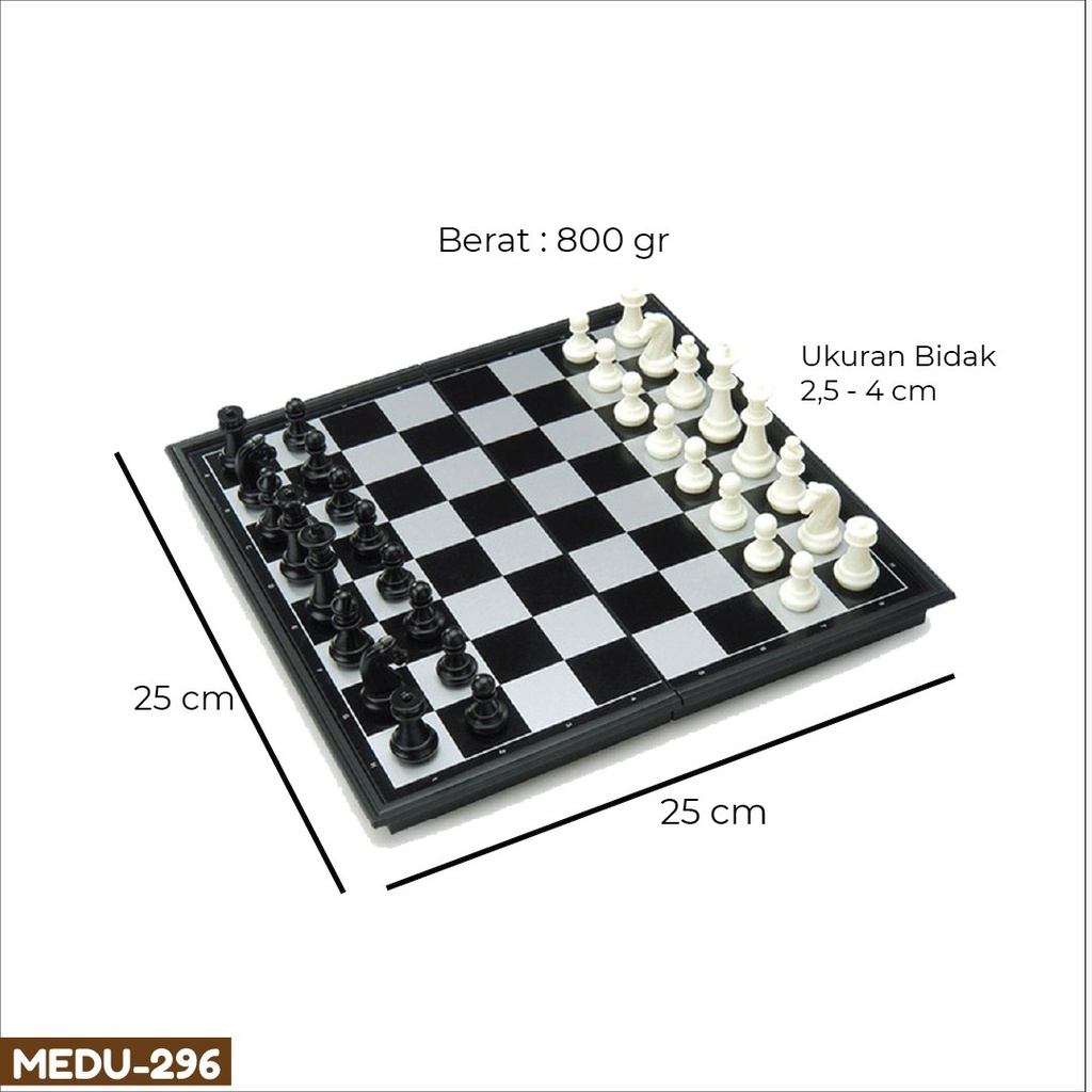 Mainan papan catur kecil board game chess set bisa lipat bahan plastik arena dan bidak lengkap