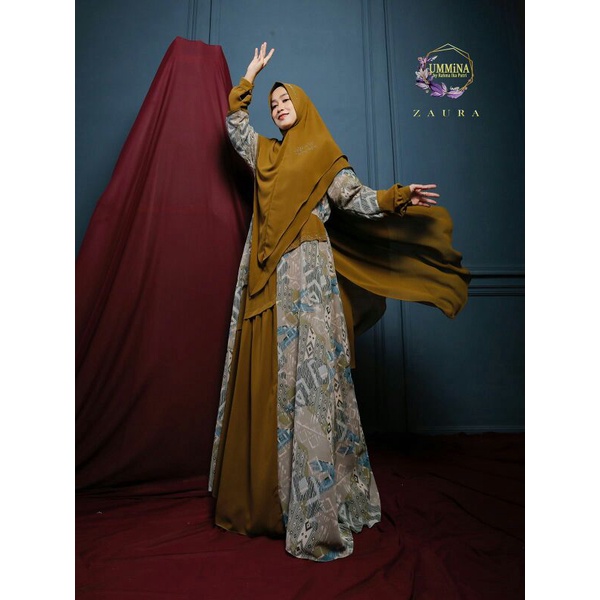 Gamis syari zaura premium busui set khimar branded original ummina