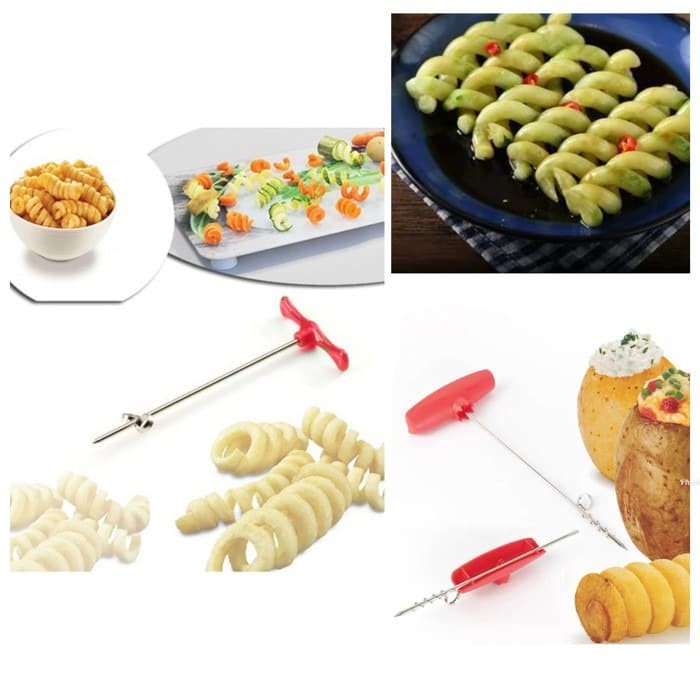 T cross KNIFE Pemotong Makanan Spiral Alat Potong Spiral Pisau Spiral