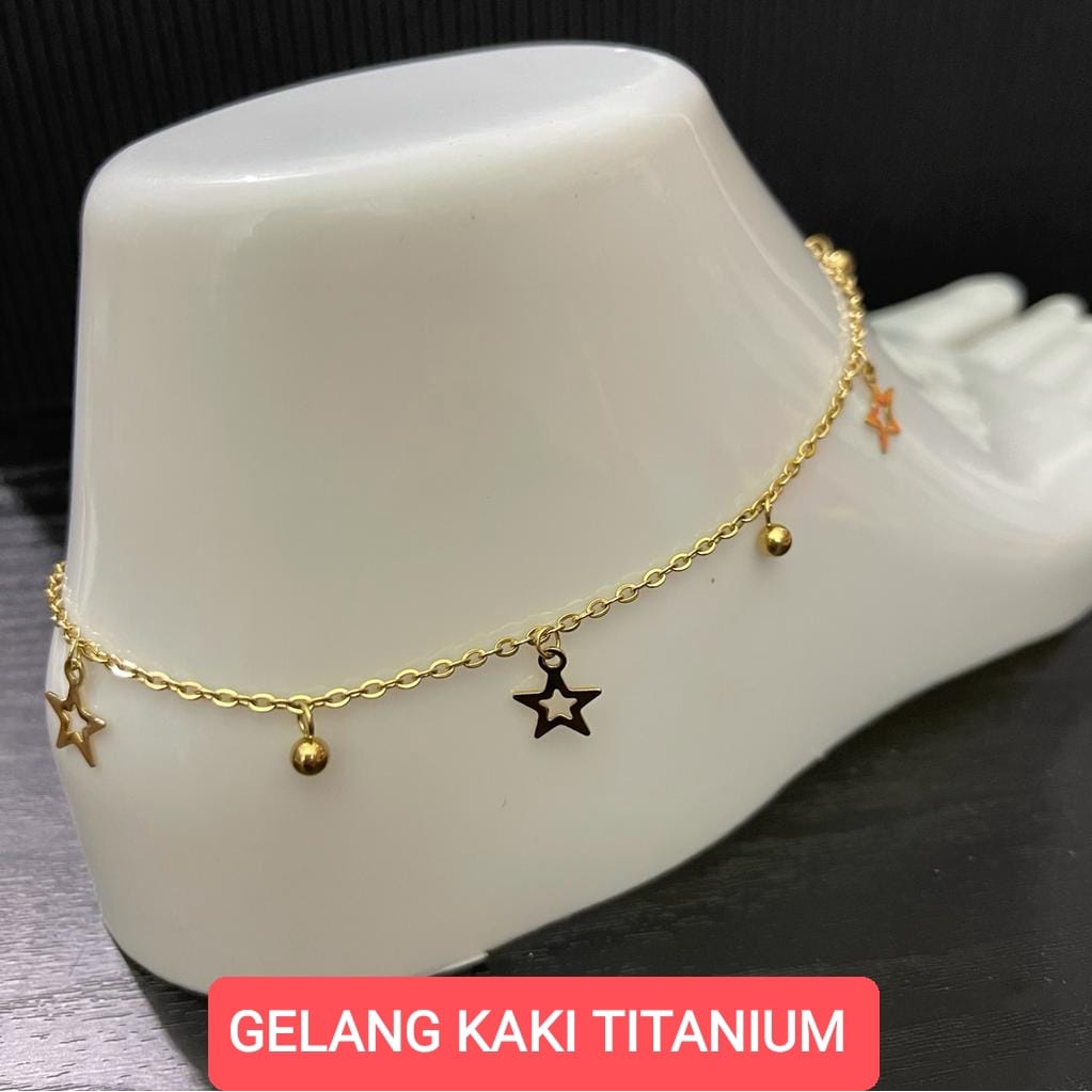 GELANG KAKI TITANIUM WANITA SILVER/EMAS TERLARIS DAN TERMURAH