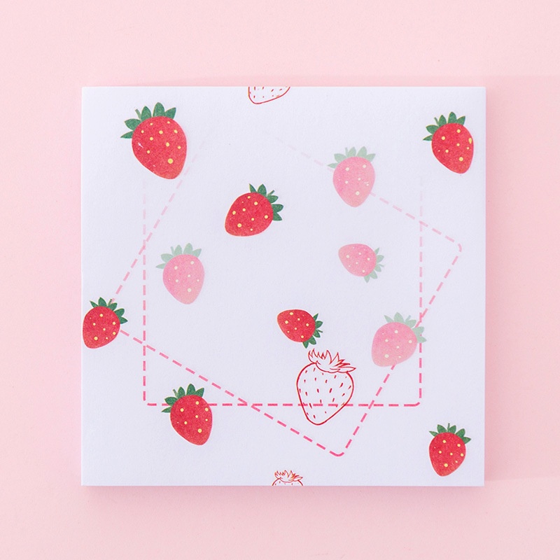 80 Lembar Memo Sticky Notes Motif Bunga Strawberry Alpukat Warna-Warni Gaya Korea Untuk Pelajar