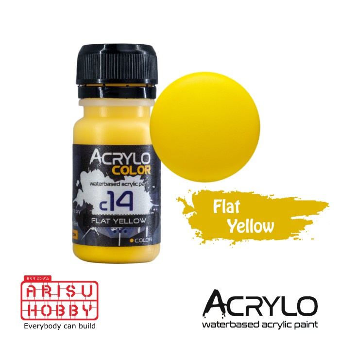 

ACRYLO COLOR FLAT YELLOW C14 WaterBased Acrylic Paint Color Cat Gundam