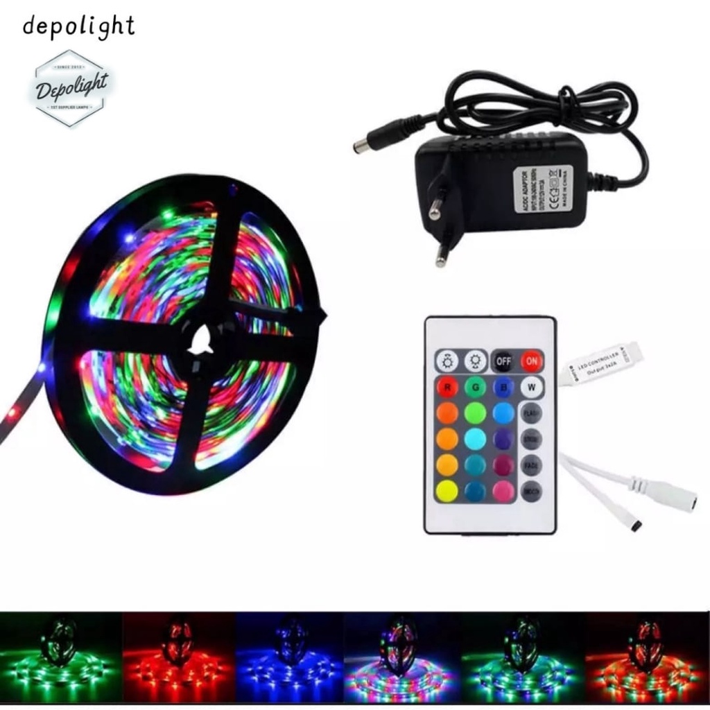 Lampu Strip LED RGB 5 meter Lengkap Adaptor + Remote