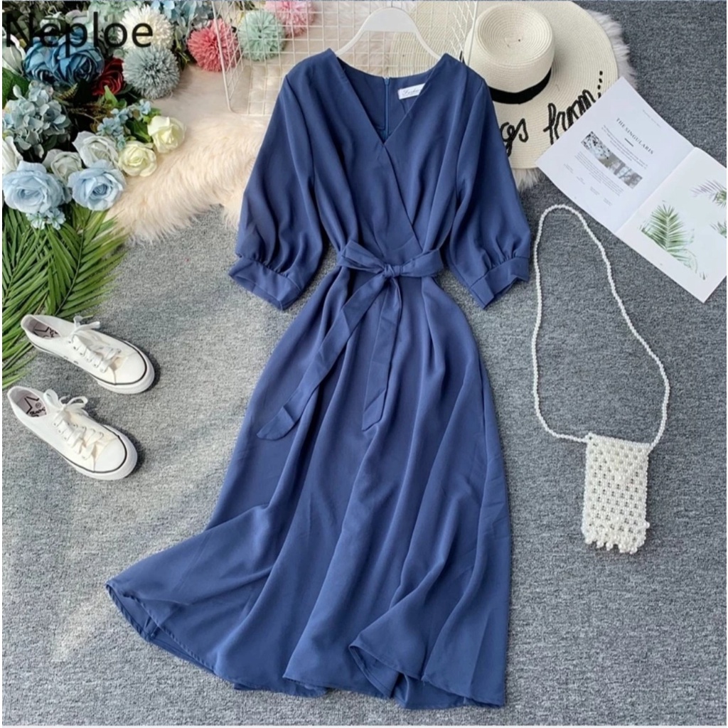 WSE390 - Dress Beleza Elegant Bahan Lembut TIdak Panas Ada Resleting di Bagian Belakang