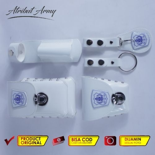 Sarung Tempat Hp Double, Borgol Tangan, Pentung, Kolom Ring &amp; Gantungan Kunci 1Set Satpam Security