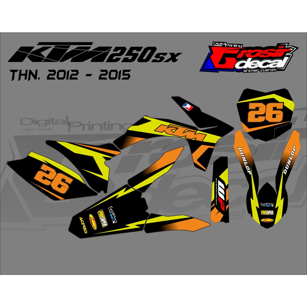 Decal Sticker KTM 250 SX Dekal stiker KTM 250 2012 - 2015