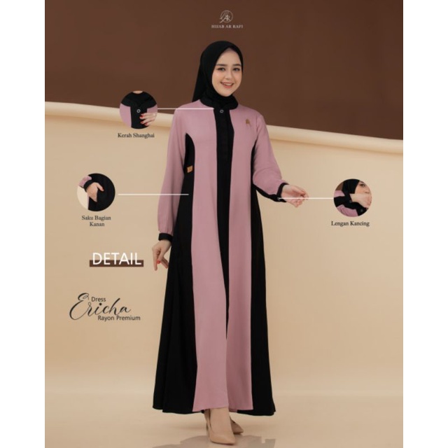 Terbaru √ Ericha Dress By Ar Rafi Hijab Baju Gamis Wanita Kombinasi Kekinian 2022 Rayon Premium Arrafi