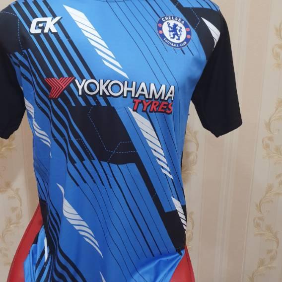 Kaos bola CHEL biru laut printing
