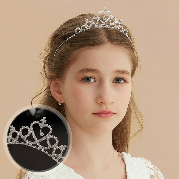 Women Bridal Crystal Crown,Kids Princess Headband,Children Prom Twinkle Rhinestone Glitter Hair Band