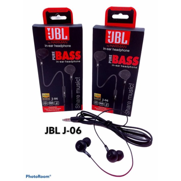 HEADSET JBL JB 06 PURE BASS PREMIUM IMPORT HF JBL JB06 STEREO EARPHONE