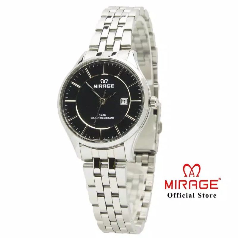 MIRAGE Jam Tangan Wanita mirage Full Hitam Model Tipis 8544L Water proff