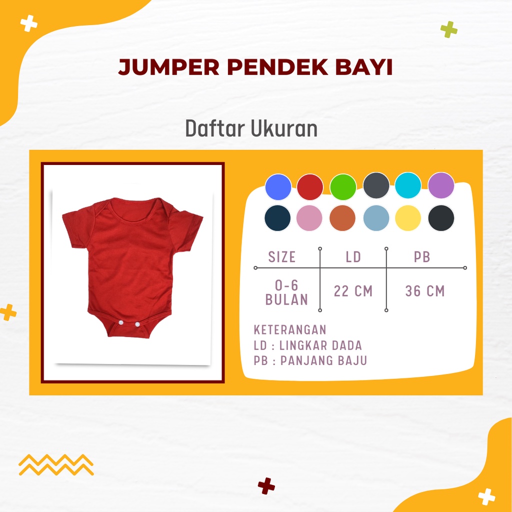 Jumper Baju Bayi Lengan Pendek Bodysuit Katun Polos Jumsuit Baby