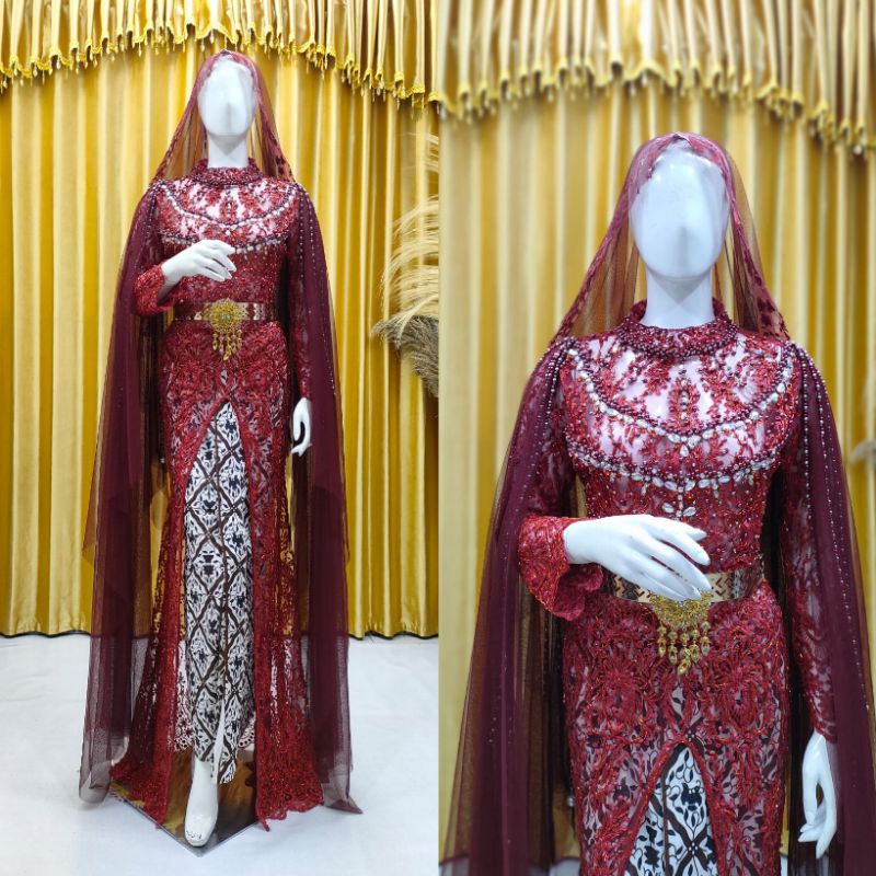 KEBAYA AKAD FULL PAYET BEREKOR  MODERN//KEBAYA MEWAH//GAUN