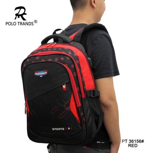 Polo Trands 36156 [ORIGINAL BRANDED] Tas Ransel Laptop FREE RAIN COVER import Pria/wanita